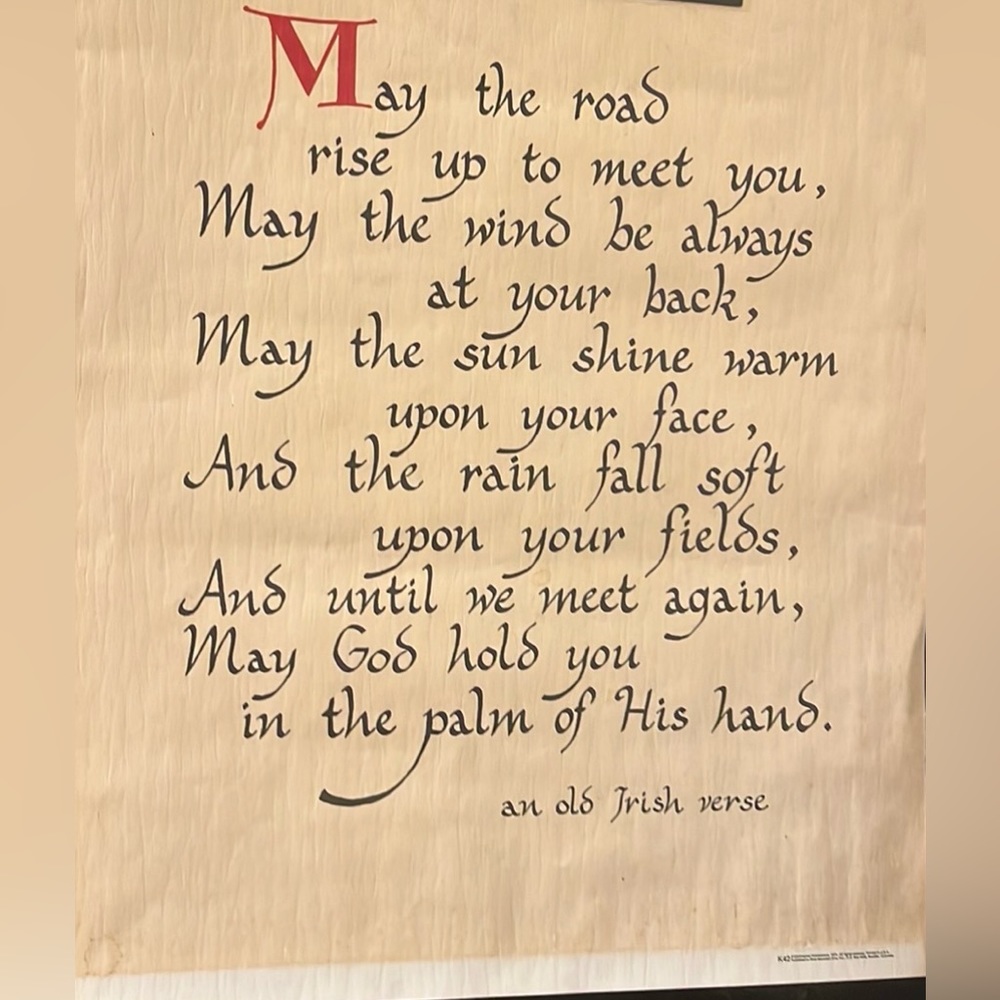 Vintage; old Irish verse; great condition for age(1972);thick paper; 1 of a kind